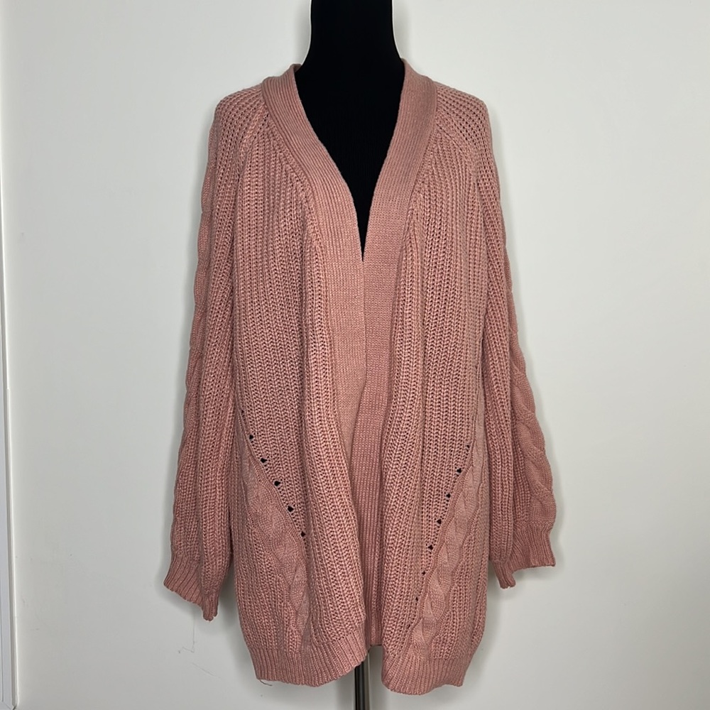 ALMOST FAMOUS Maeve Cable-knit Chunky Open Cardigan M